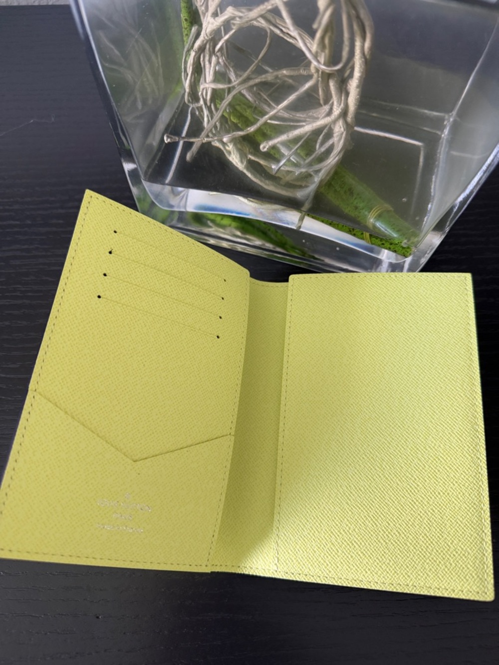 Louis Vuitton Lime Green Textured Leather Passport Holder - Picture 2 of 4